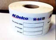 AC DELCO OIL CHANGE STICKER, STATIC CLING, 500 ROLL