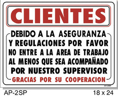 CUSTOMERS INSURANCE & OSHA SIGN SPANISH