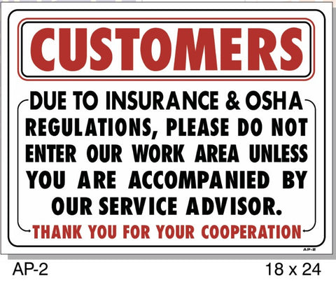 CUSTOMERS INSURANCE & OSHA SIGN AP-2