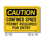 CAUTION SIGN, CONFINED SPACE PERMIT REQUIRED FOR ENTRY