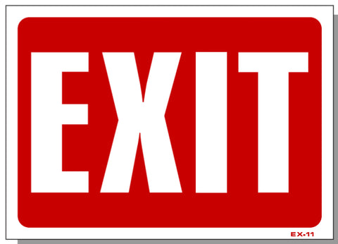 Exit Sign, (Reverse-Red On White) EX11