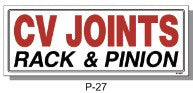 CV JOINTS RACK & PINION SIGN, P-27