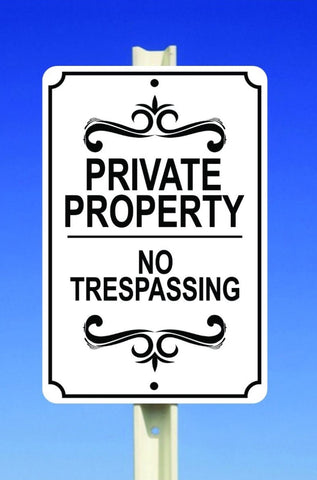 Private Property No Trespassing Sign, Aluminum, 8" X 12"