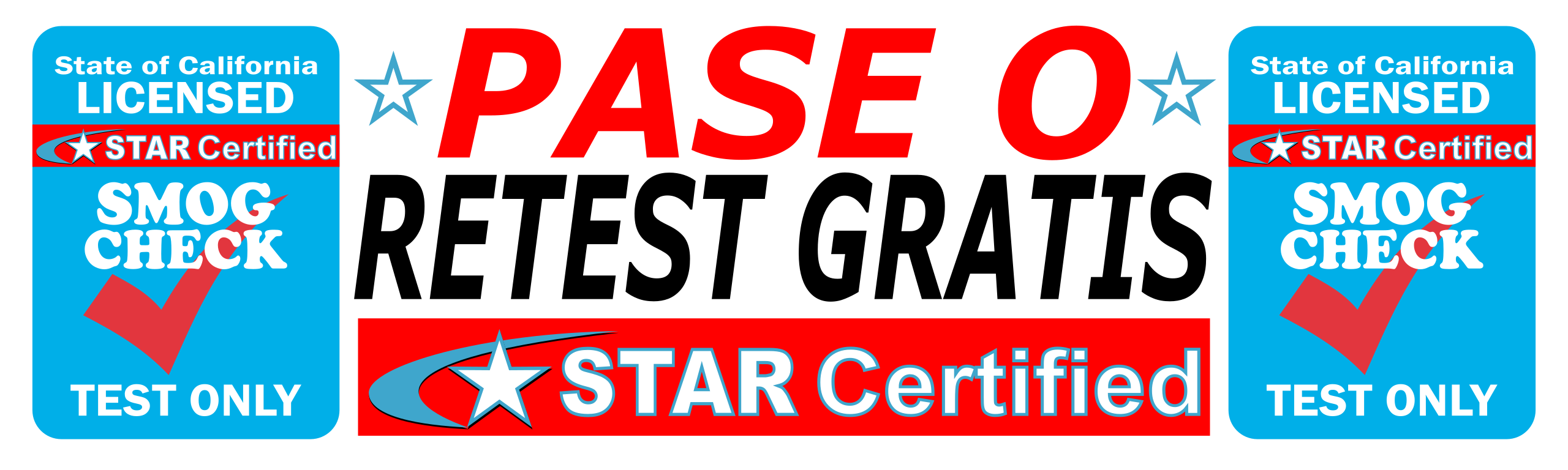 PASE O RETEST GRATIS TEST ONLY STAR CERTIFIED BANNER SPANISH