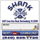 CUSTOM OIL CHANGE STICKERS, OIL CHANGE STICKERS, STICKERS