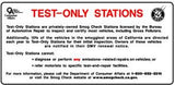 TEST ONLY STATIONS SIGN