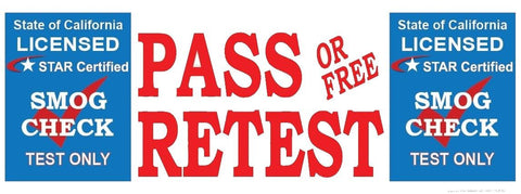Pass Or Free Retest | TEST ONLY | Star Certified Blue Shield | Vinyl Banner