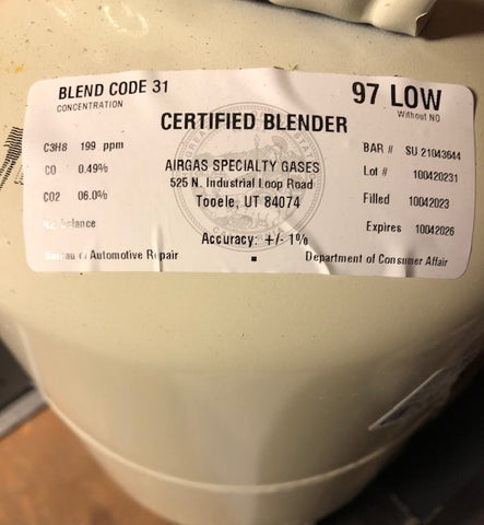 NEVADA B.A.R. 97 LOW CALIBRATION GAS WITHOUT NO BLEND CODE 31