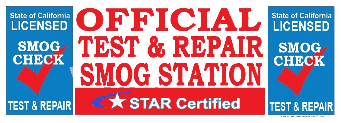Official Test & Repair Smog Station Star Certified Vinyl Banner smog banner