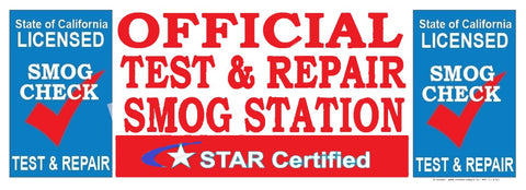 Official Test & Repair Smog Station Star Certified | Vinyl Banner