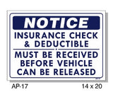 NOTICE INSURANCE CHECK SIGN
