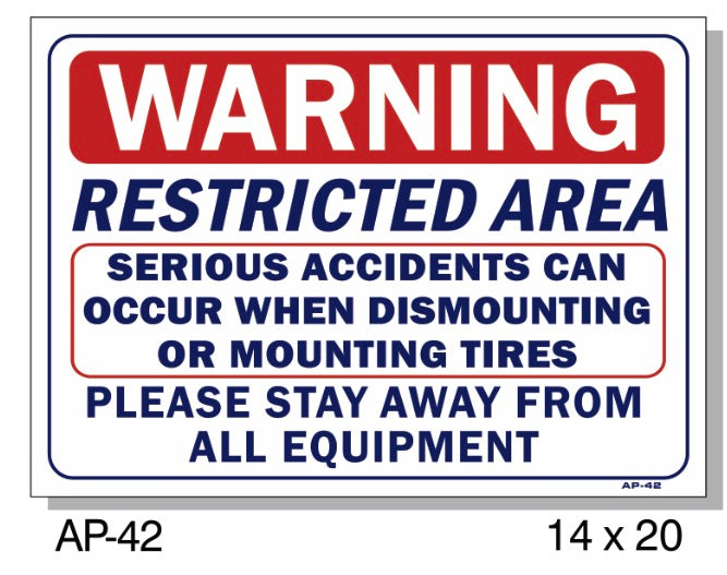 WARNING Restricted Area Sign, AP-42