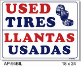 Used Tires In SPANISH Sign, AP-94bil