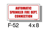 FIRE PROTECTION SIGN, AUTOMATIC SPRINKLER FIRE DEPT.