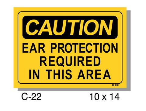 CAUTION SIGN, EYE PROTECTION REQUIRED IN THIS AREA. PLASTIC, 10" X 14"