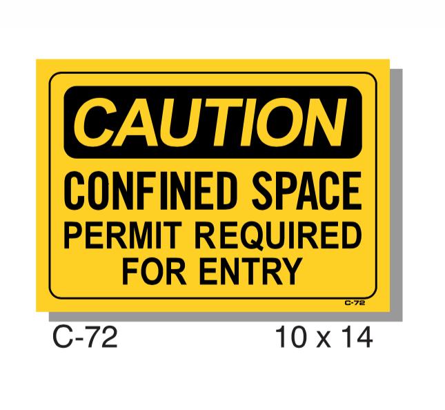 CAUTION SIGN, CONFINED SPACE PERMIT REQUIRED FOR ENTRY