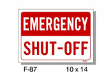 FIRE PROTECTION SIGN, EMERGENCY SHUT OFF