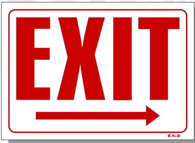 Ex Exit Sign Exit Sign Right Arrow, EX2, SMOGCHECKSUPPLIES.COM | Smogchecksupplies.com