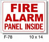 FIRE PROTECTION SIGN, FIRE ALARM PANEL INSIDE