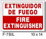 FIRE PROTECTION SIGN, BILINGUAL, FIRE EXTINGUISHER