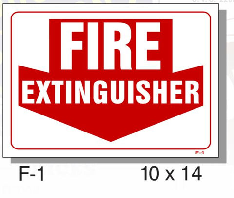 FIRE PROTECTION SIGN, FIRE EXTINGUISHER, PLASTIC, 10" X 14"