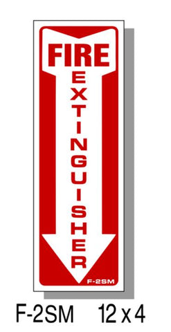 FIRE PROTECTION SIGN, FIRE EXTINGUISHER, VERTICAL, PLASTIC, 12" X 4"