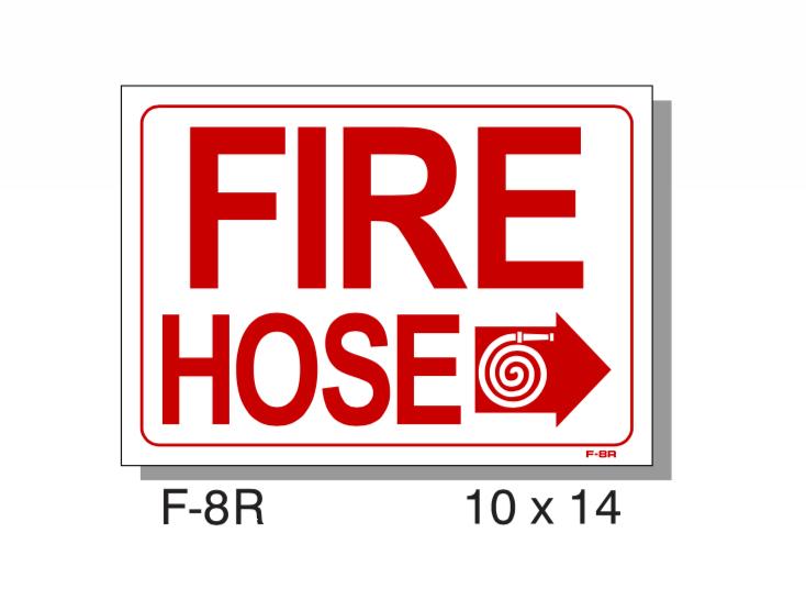 FIRE PROTECTION SIGN, FIRE HOSE RIGHT ARROW