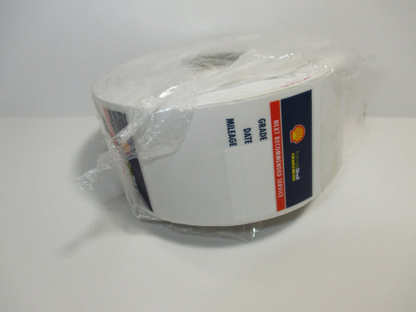 SHELL OIL CHANGE STICKERS, 500 ROLL, SMOGCHECKSUPPLIES.COM ...