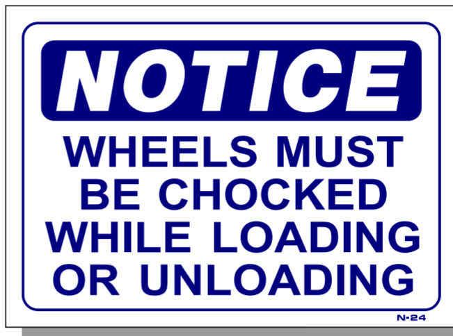 Notice-Wheels Must Be Chocked While Loading Or Unloading Sign, N24