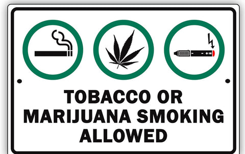Tobacco or Marijuana Smoking Allowed Sign