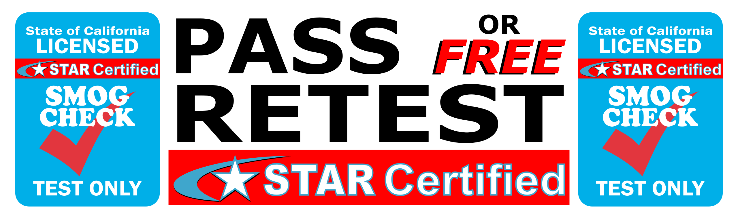 PASS OR FREE RETEST TEST ONLY STAR CERTIFIED BANNER