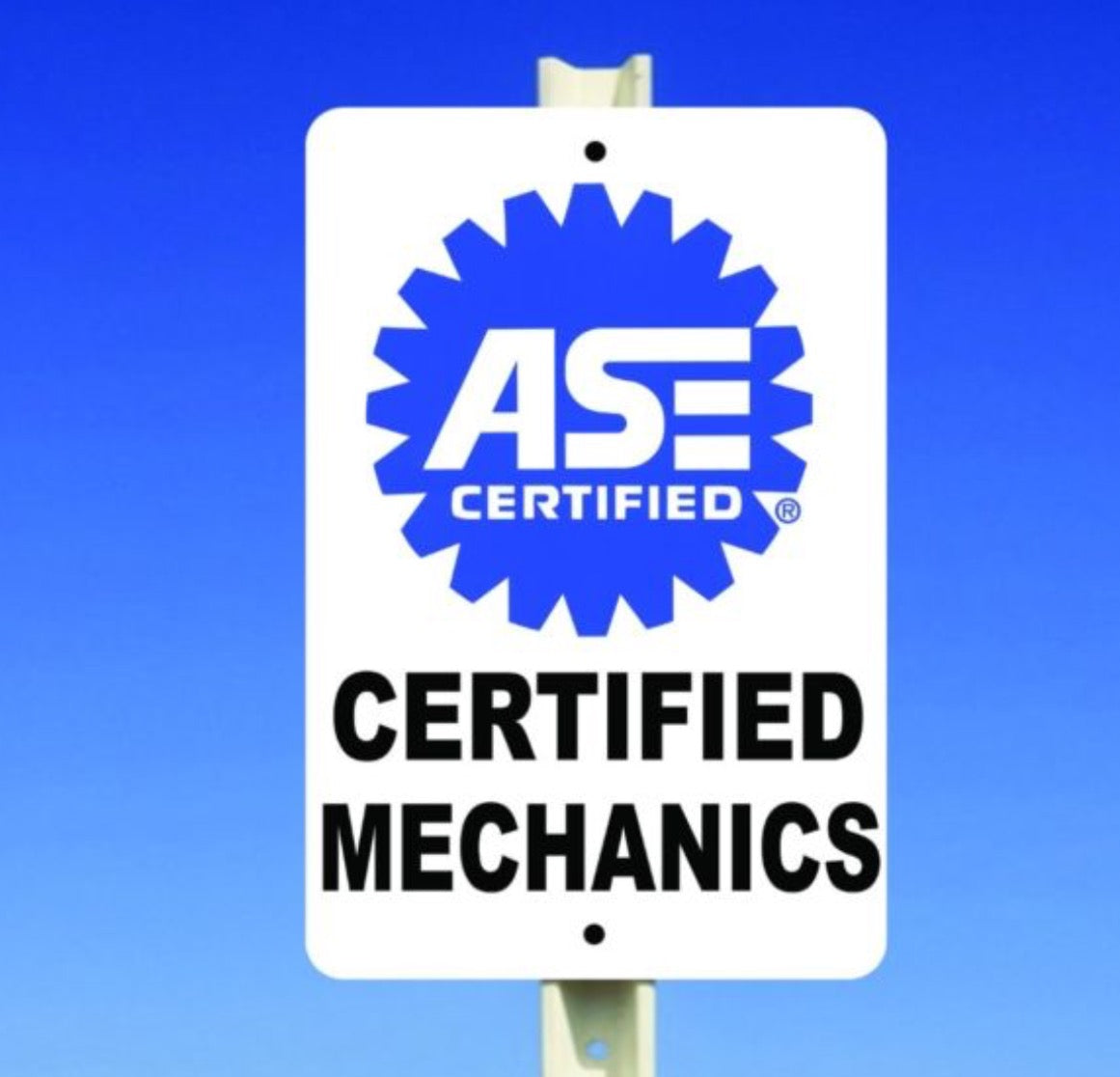 Ase Tech Sign ASE Certified Mechanics Aluminum Sign, 8