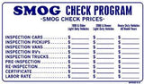 SMOG CHECK PROGRAM PRICES SIGN 2.3