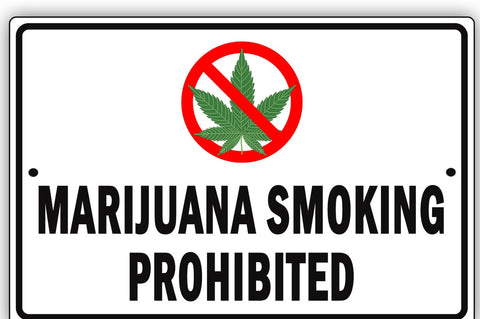 Marijuana Smoking Prohibited Warning Sign, 8" X 12"