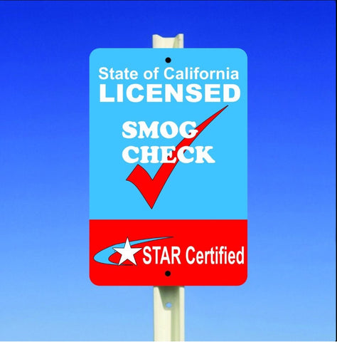 Star Certified Smog Check Sign, Aluminum, 8" X 12"