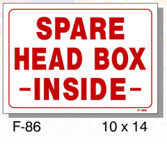 FIRE PROTECTION SIGN, SPARE HEAD BOX INSIDE