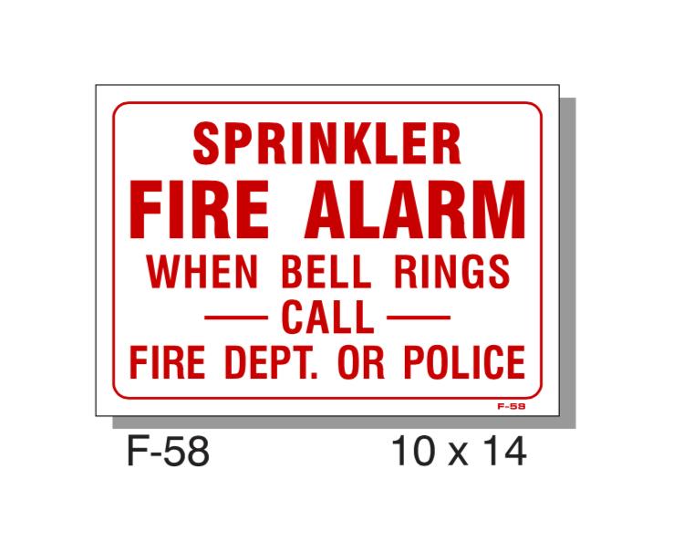 FIRE PROTECTION SIGN, SPRINKLER FIRE ALARM