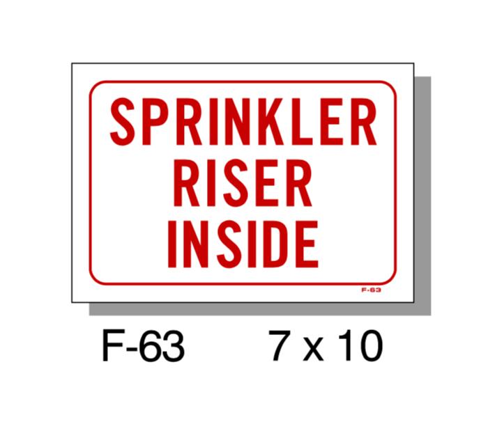 FIRE PROTECTION SIGN, SPRINKLER RISER INSIDE, PLASTIC, 7