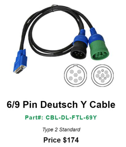 DREWLINQ 6/9 Pin Deutsch Y Cable CBL-DL-FTL-69Y  Type 2 Standard