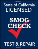 COMING SOON NEW SMOG BLUE B.A.R. REQUIRED TEST AND REPAIR SIGN