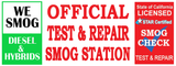 Official Test and Repair Smog Station Banner. We Smog Diesel and Hybrids, Vinyl Banner