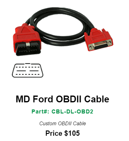 DrewlinQ MD Ford OBDII Cable--Part#: CBL-DL-OBD2--Custom OBDII Cable