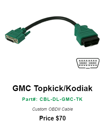 DrewlinQ GMC Topkick/Kodiak--Part#: CBL-DL-GMC-TK--Custom OBDII Cable