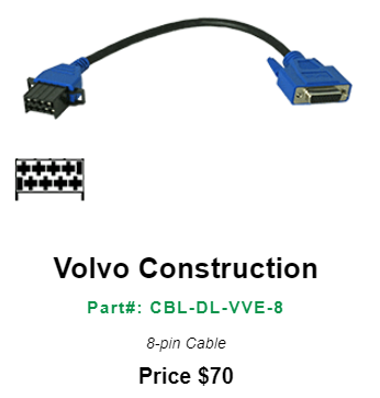 DrewlinQ Volvo Construction--Part#: CBL-DL-VVE-8--8-pin Cable