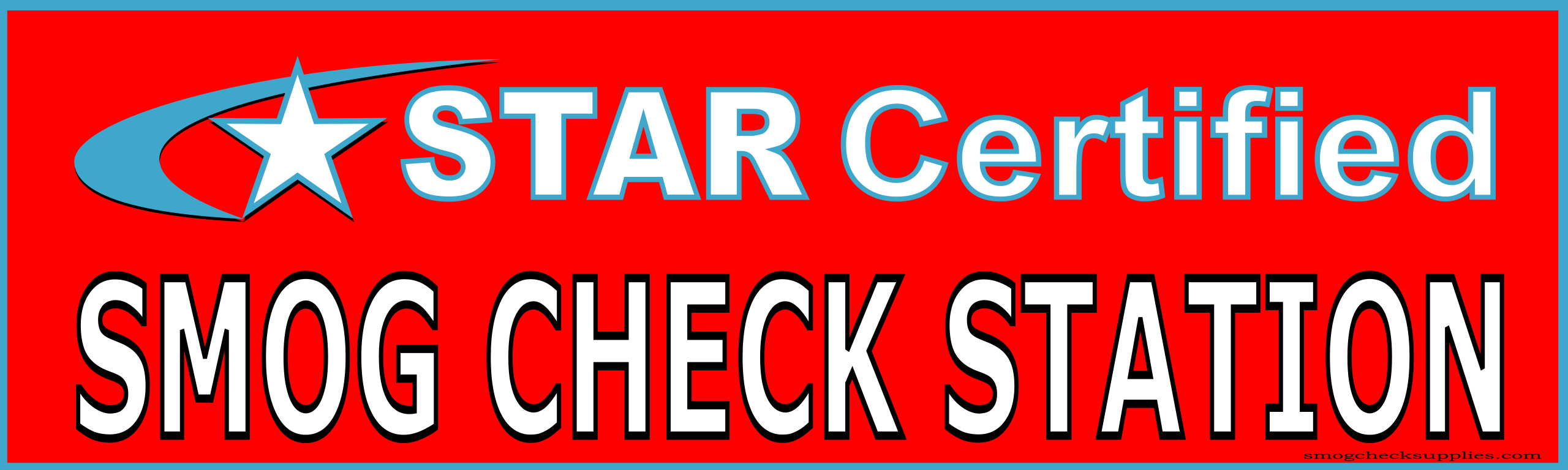 STAR CERTIFIED SMOG CHECK STATION BLUE BORDER