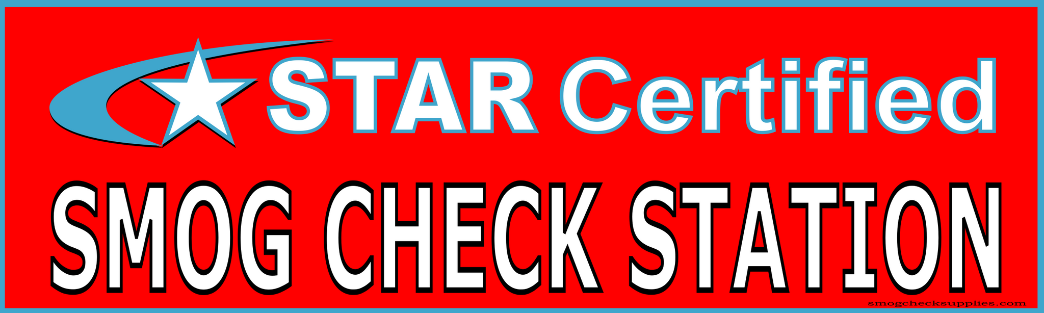 Smog Test Sticker STAR CERTIFIED SMOG CHECK STATION BLUE BORDER | Smogchecksupplies.com