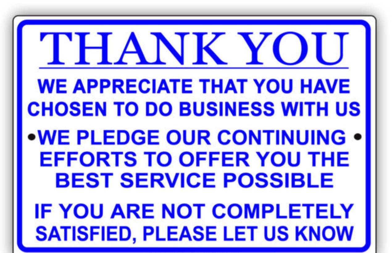 Thank You Customer Business Appreciation Sign