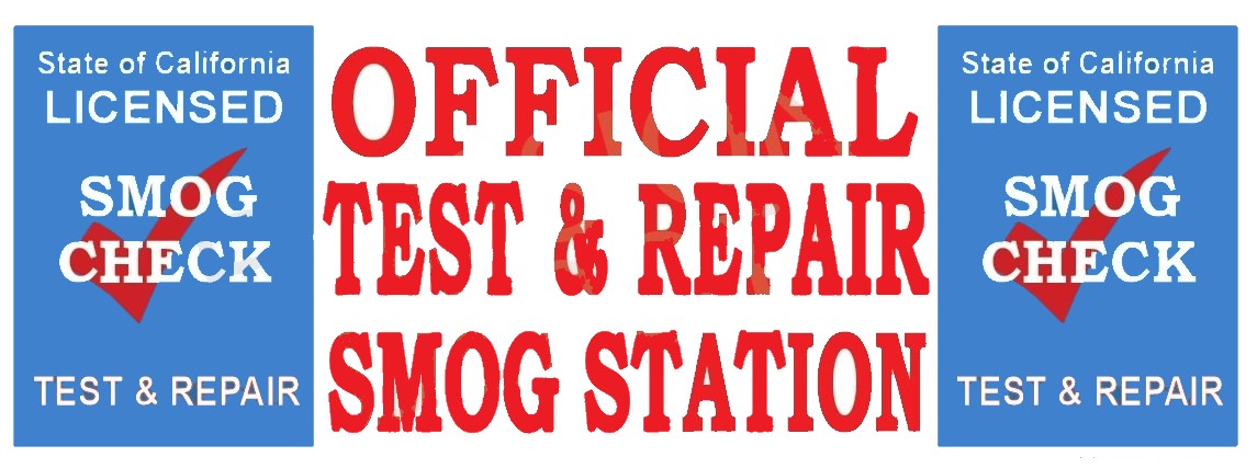 Official Test & Repair Smog Station | Blue Shield | Vinyl Banner