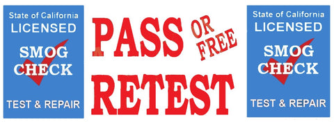 Pass Or Free Retest | TEST & REPAIR | Star Certified Blue Shield | Vinyl Banner