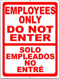 Bilingual Employees Only Do Not Enter Sign